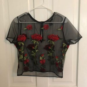 Sheer Floral Crop Top